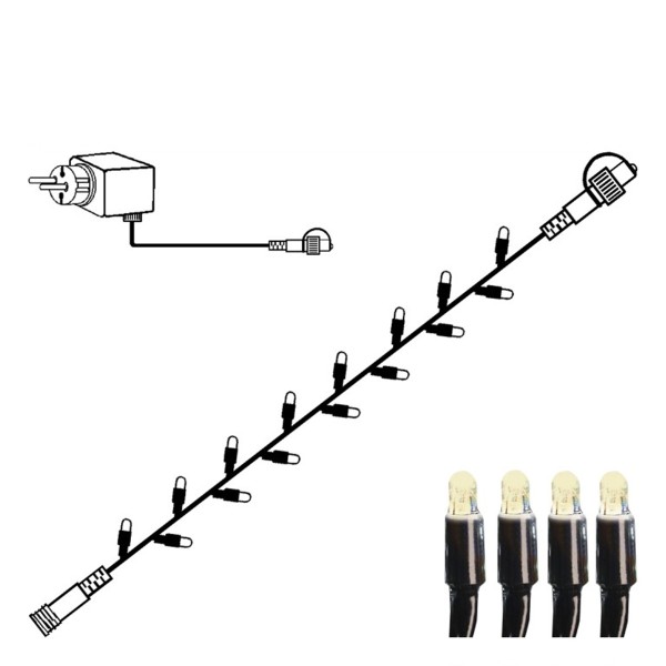 System 24 Starterset - LED Lichterkette 5m mit Trafo - koppelbar bis 1500 LED - 49 warmweiße LED