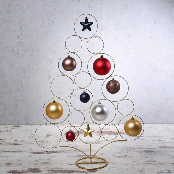 Dekobaum Aufsteller - für Christbaumkugeln und Weihnachtsbaumschmuck - Metall - H: 85cm - gold