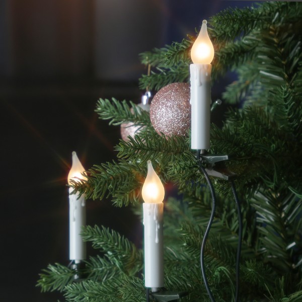 Kerzenlichterkette - 30 Christbaumkerzen - Weihnachtsbaumlichterkette - L: 11,6m - Innen