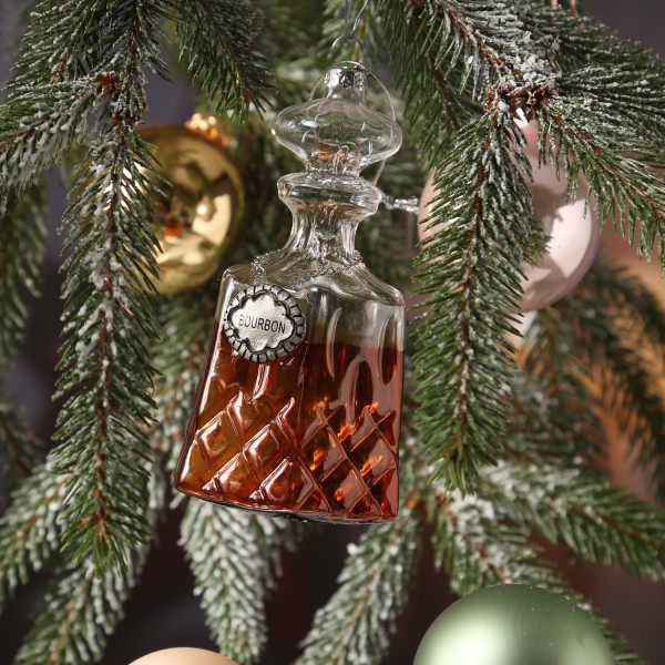 Weihnachtsbaumschmuck BOURBON - Glas - inkl. Aufhänger - H: 14cm - transparent