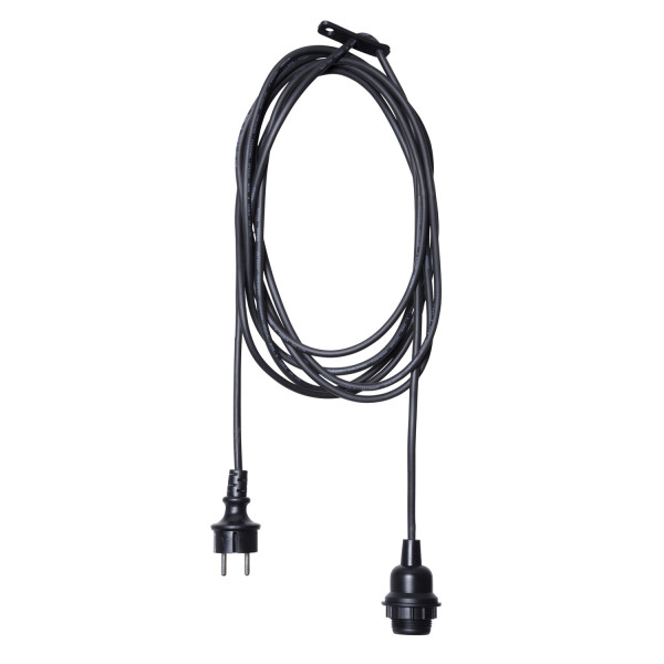 Kabel mit E27 Lampenfassung - für Lampenschirme/Hängeleuchten - für Innen/Außen - 5m - schwarz