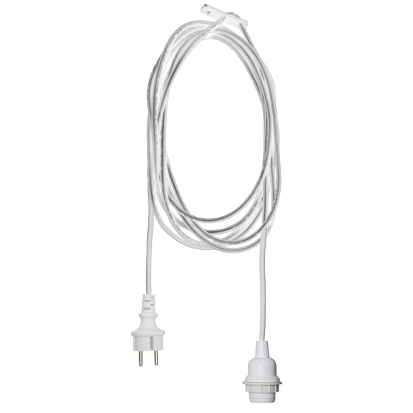 Kabel mit E27 Lampenfassung - für Lampenschirme/Hängeleuchten - für Innen/Außen - 2,5m - weiß