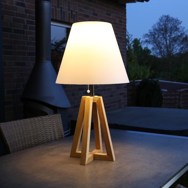 LED Solar Tischleuchte - Außen Lichtsensor H: - - - für Holzgestell 70cm warmweiße - LED ALVA