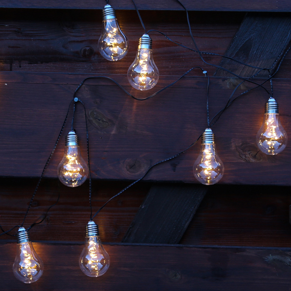 Lichterkette Drahtlichterkette GLOW Glühbirnen 4,5m L: warmweiß transparente mit - 10 LED Solar - -