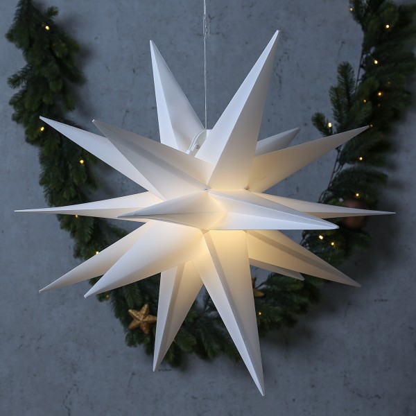 LED Weihnachtsstern 3D - Leuchtstern outdoor - 6 warmweiße LED - D: 40cm - mit Kabel - weiß