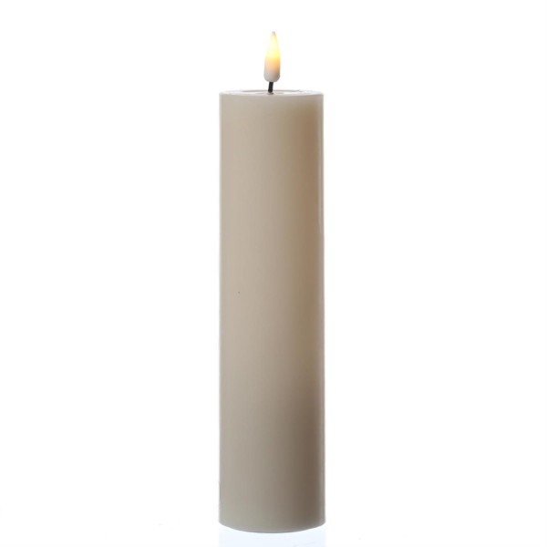 LED Stumpenkerze MIA - Echtwachs - realistische 3D Flamme - H: 20cm - D: 5cm - Batterie - creme