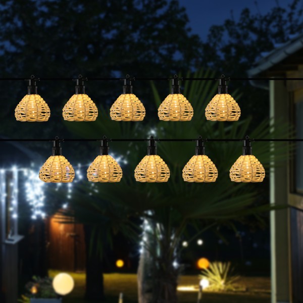 LED Lichterkette ROBY - 10 beleuchtete Lampenschirmchen - L: 4,5m - koppelbar bis 40 LED - für Außen