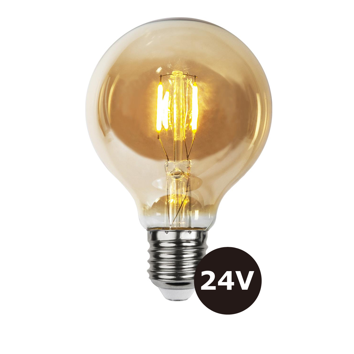 4er Set - 24V Leuchtmittel - 8cm - amber - 28lm - 2500K - E27