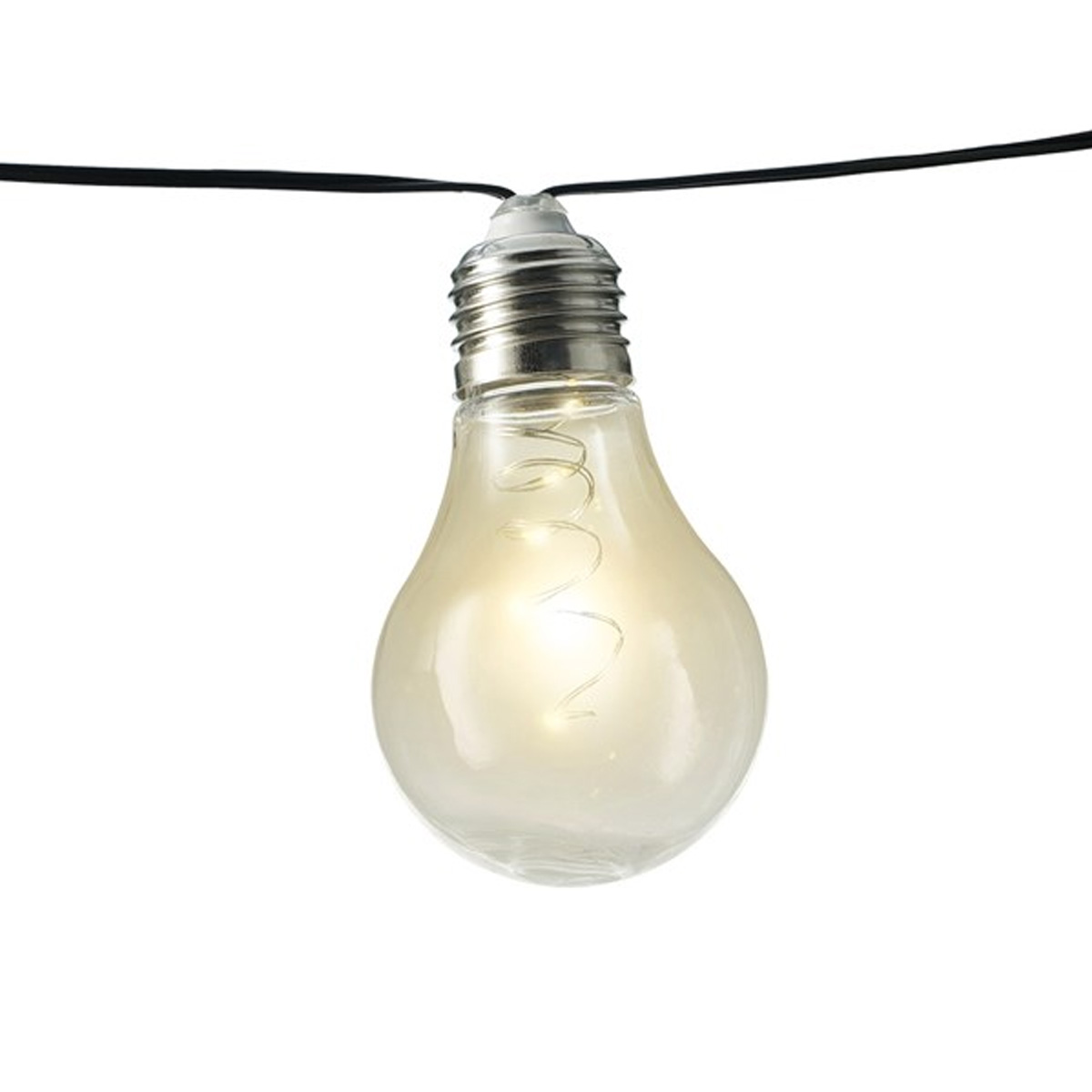 LED Solar Lichterkette GLOW mit 10 Glühbirnen - L: warmweiß - transparente - 4,5m Drahtlichterkette